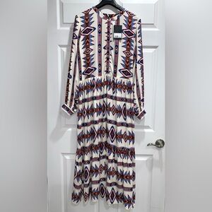 The KOOPLES NWT Multicolor Geometric Patterned Midi Dress, Size XL.
